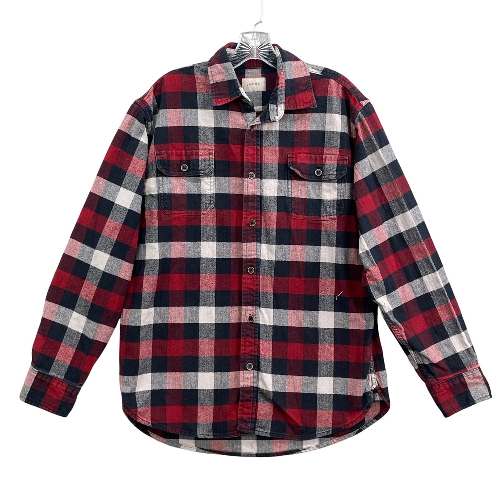 Jachs Flannel‎ Shirt Womens Large Red Plaid Cotton Button WesternTravel Top